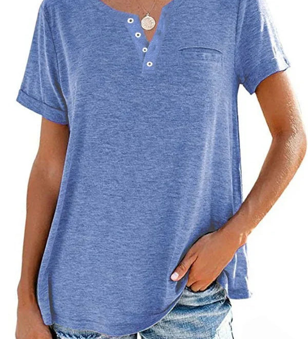 Eira™ おしゃれな無地ポケット付きショートスリーブTシャツ