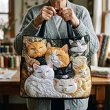 ハンドメイドキルティングトートバッグ - 眠る子猫